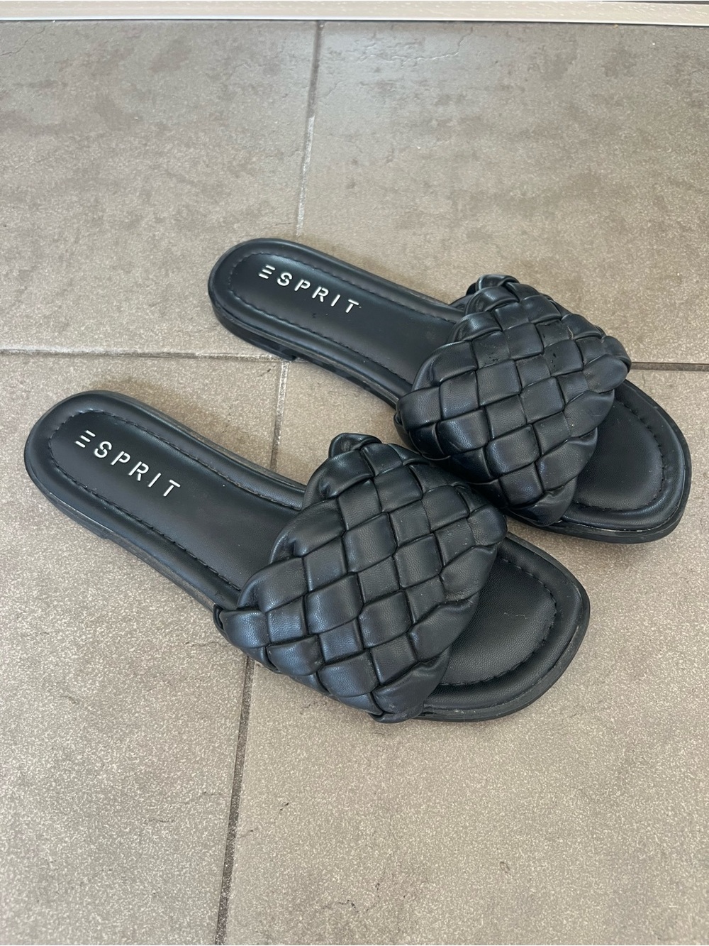 Esprit Black Woven Slide Mules